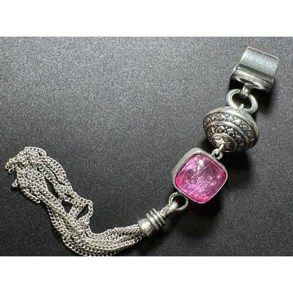 Decorative Silver Tone 6in Foil Bead Tassel Pendant